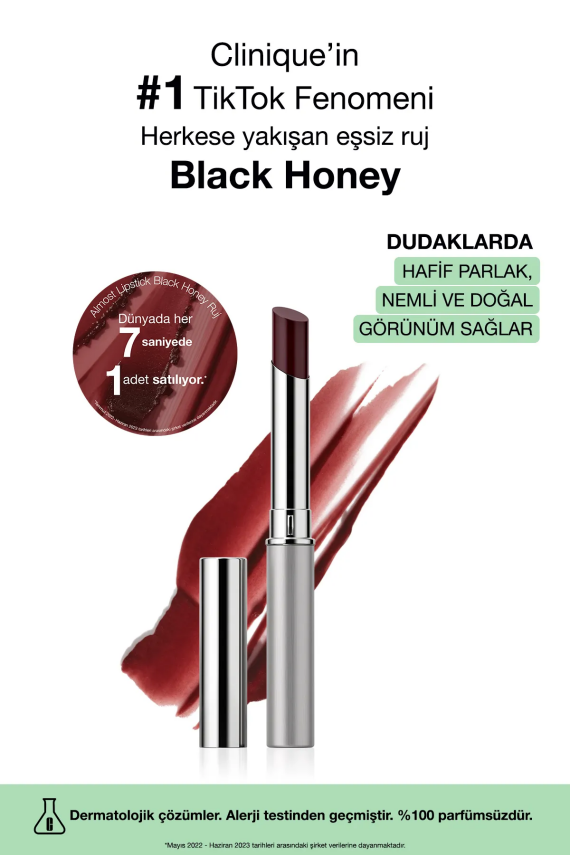 Clinique Almost Lipstick Ruj - 06 Black Honey 1.9g | Parlak, Nemli Ve Doğal Görünüm - 1