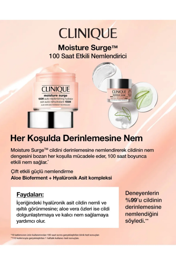 Clinique Moisture Surge™ 100 Saat Etkili Nemlendirici Yüz Kremi 30ml | Aloe Vera Bioferment, Hyalüronik Asit - 7