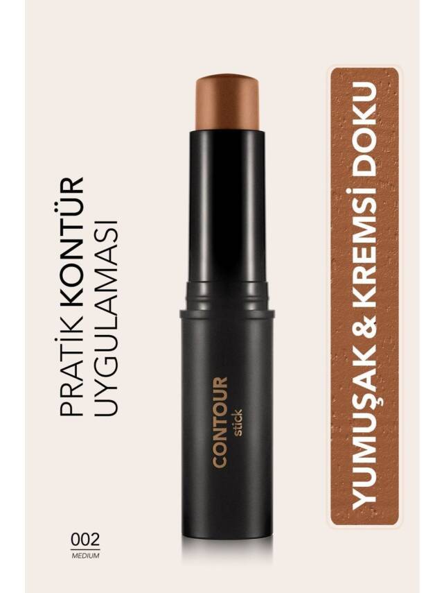 Flormar Contour Stick Yoğun Pigmentli ve Yumuşak Dokulu Stick Kontür (ORTA TON) - Stick Contour - (002 Medium) - 1