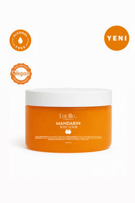 Lucille %100 Vegan Mandalina Aromalı Şekerli Body Scrub – 250 gr – Nemlendirici, Canlandırıcı & Işıltı Veren Vücut Peeling - 1