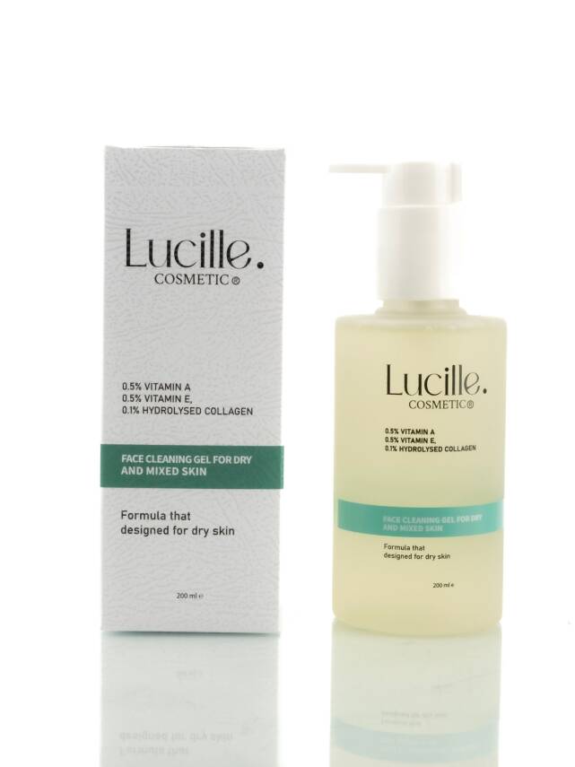 Lucille Yüz Yıkama Jeli – Kolajen & Vitamin İçerikli – 200 ml – %100 Vegan Formül (Kuru ve Karma Ciltler için) - 1