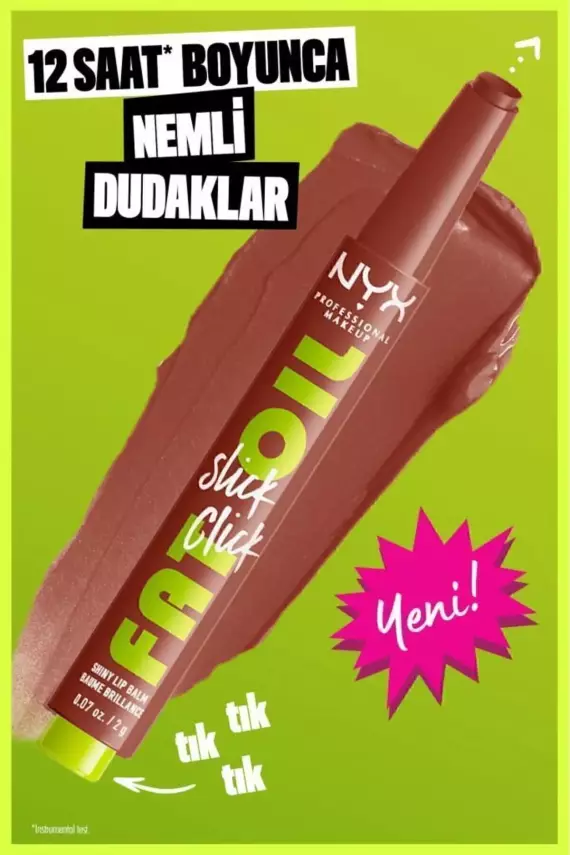 NYX Professional Makeup Fat Oil Slick Click Parlatıcı, Nemlendirici, Nude Tonlu Dudak Balmı - 11 In a Mood - 21