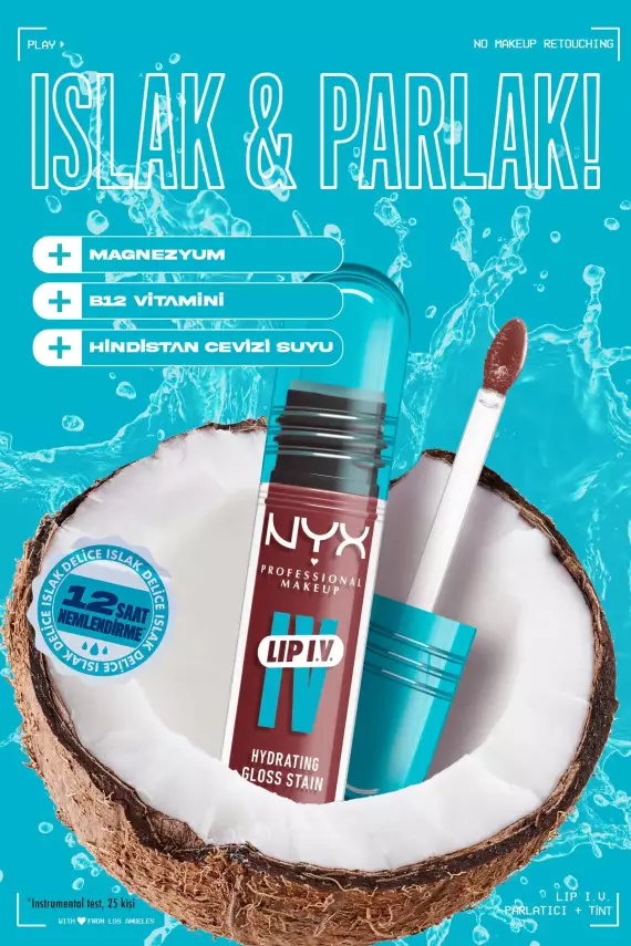 NYX Professional Makeup LIP I.V. Vitamin İçeren Parlatıcı + Tint - 08 Drippin' In Rose - 12